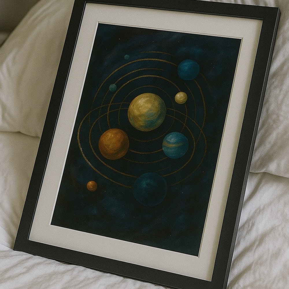 Solar System Framed Wall Art 16x20 Celestial Space